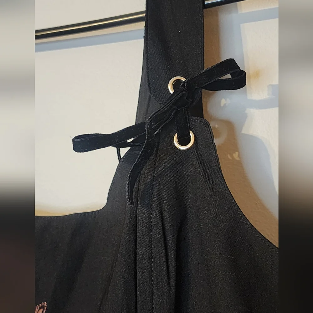 Cybele Embroidered Crop Corset Top Black Floral Embroidered Women's Top - Picture 8 of 9